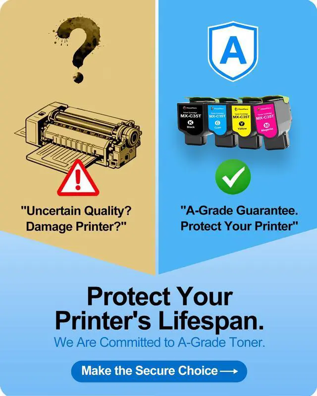 Alt view image 2 of 7 - High Capacity MX-C35T MX-C35TB MX-C35TC MX-C35TY MX-C35TM Compatible Toner Cartridges Replacement for Sharp MX-C357F MX-C407P MXC357F MXC407P Printers (Black Cyan Yellow Magenta, 4-Pack)