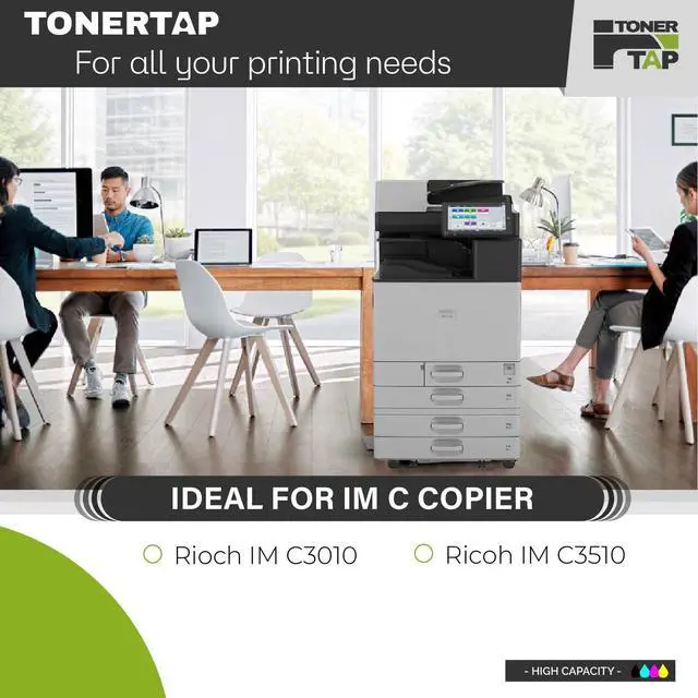 Alt view image 2 of 6 - TonerTap Compatible Toner Cartridge 4-Pack for Ricoh IM C3010, IM 3510, IM C2510, High-Yield Replacement for Ricoh 842550 842551 842552 842553 IMC3010, IM3510, IM C2510 Toner with Chip