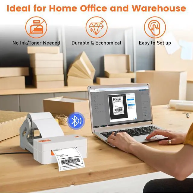 Alt view image 6 of 7 - Wireless Thermal Label Printer 4x6 Bluetooth WiFi Shipping Label Printer for Small Business, Long-Life Print Head (Over 650,000 4x6 Labels), Compatible with iPhone, Windows & Mac