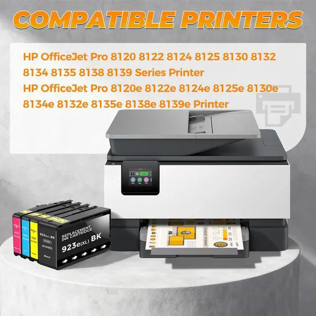 Alt view image 3 of 7 - 4-Pack 923e Ink Cartridges Compatible for HP 923XL | HP923e Ink Compatible for HP OfficeJet Pro 8135e 8138e 8139e 8122e 8120 8123 8130 8133 Printers, Black Cyan Magenta Yellow