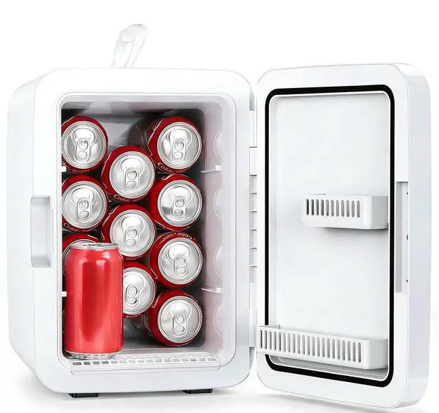 Main image of 10L Mini Fridge, Portable Compact Refrigerator, 2.6 Gal Skincare Cooler with AC/DC Adapter, Quiet Small Personal Fridge for Beverage, Food, Makeup, Bedroom, Office, White
