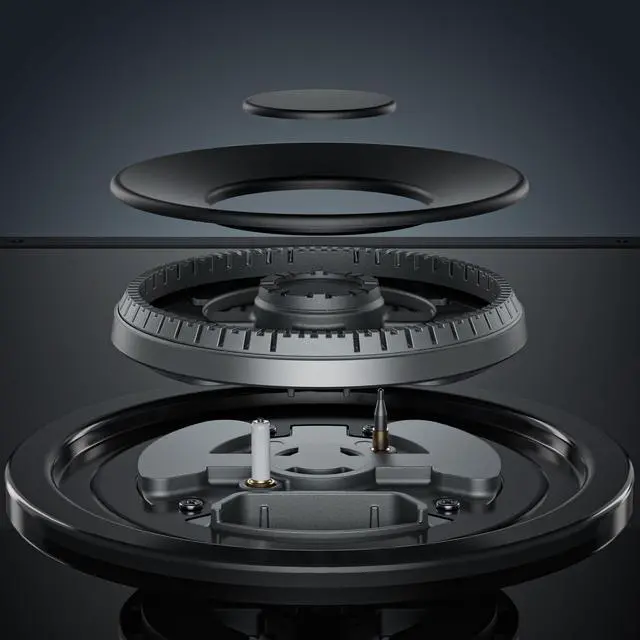 Alt view image 5 of 7 - 24-Inch Built-In Gas Cooktop, 4 SABAF Burners, Black Glass Stove | 4 Italian SABAF burners, flame failure safety, NG/LPG convertible, tempered glass surface, dishwasher-safe grates