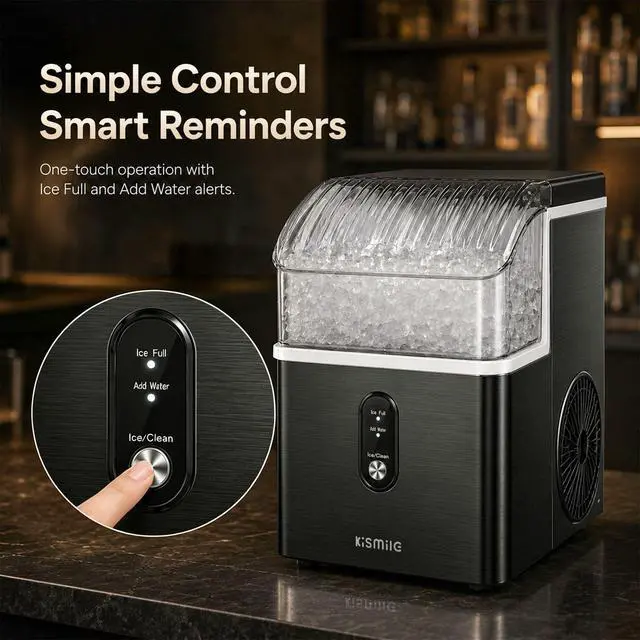 Alt view image 6 of 7 - Nugget Ice Maker Countertop, 35Lbs/24H Pebble Ice Maker with Chewable Pellet ice, First Ice in 7 Mins, Self-Cleaning Ice Machine with Removable Basket for Home & Kitchen(Black)
