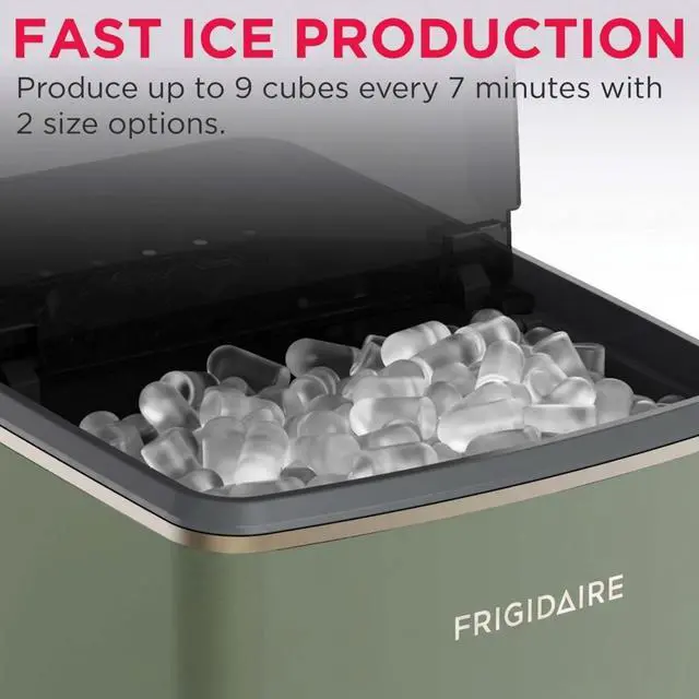 Alt view image 4 of 7 - Countertop Ice Maker, 26 lbs per Day Fast Bullet Ice Making Machine with Touch Display, 9 Pieces in 715 Minutes, Portable Ice Machine for Home Kitchen, Office & RV, Green