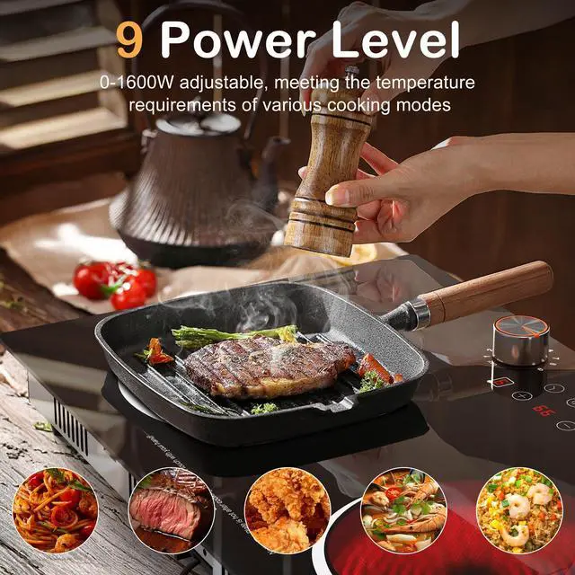 Alt view image 3 of 7 - Electric Cooktop 2 Burner, 110V Electri Stove Top, Knob Control | 2000W 110v Outlet Plug-in Electric Hot Plate, Countertop or Built-in Install, Timer, Safety Lock, 9 Power Level, 24 Inch
