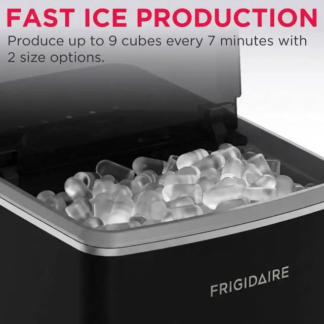 Alt view image 4 of 7 - Countertop Ice Maker, 26 lbs per Day Fast Bullet Ice Making Machine with Touch Display, 9 Pieces in 715 Minutes, Portable Ice Machine for Home Kitchen, Office & RV, Onyx
