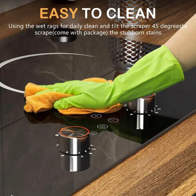 Alt view image 7 of 7 - Electric Cooktop 2 Burner, 110V Electri Stove Top, Knob Control | 2000W 110v Outlet Plug-in Electric Hot Plate, Countertop or Built-in Install, Timer, Safety Lock, 9 Power Level, 24 Inch