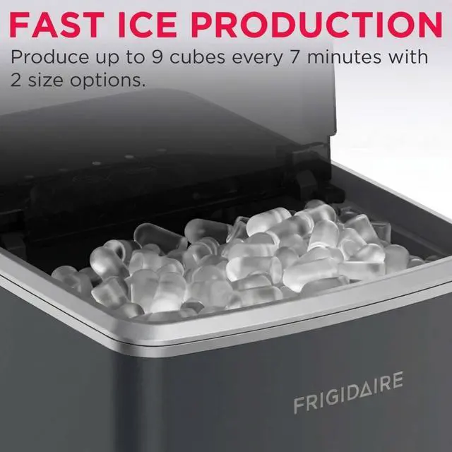 Alt view image 4 of 7 - Countertop Ice Maker, 26 lbs per Day Fast Bullet Ice Making Machine with Touch Display, 9 Pieces in 715 Minutes, Portable Ice Machine for Home Kitchen, Office & RV, Grey