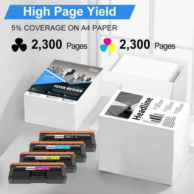 Alt view image 3 of 7 - Compatible Toner Cartridges for Ricoh SP C250 C260 C261 Toner 407539 407540 407541 407542 for RICOH Aficio SP C250DN C250SF C261SFN C261SFNw C261DNw Laser Printers (4-Pack)