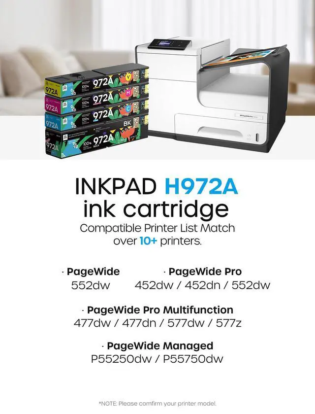 Alt view image 2 of 7 - Ink Cartridges High Yield Compatible Replacement with HP PageWide | Compatible 477dw/dn, 577dw/z, 452dn/dw, 552dw, P55250/P57750, 3.5K black/3K color pages, Business-grade pigment ink