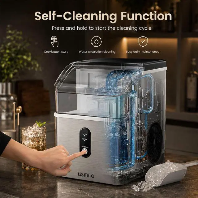 Alt view image 3 of 7 - Nugget Ice Maker Countertop, 35Lbs/24H Pebble Ice Maker with Chewable Pellet ice, First Ice in 7 Mins, Self-Cleaning Ice Machine with Removable Basket for Home & Kitchen(Sliver