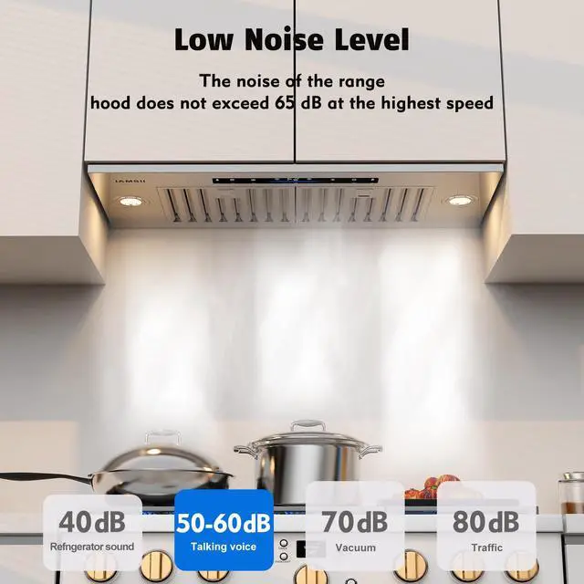 Alt view image 7 of 7 - 36 Inch Range Hood Insert, 900 CFM Built-In Stainless Steel Vent Hood for Custom Cabinets, Ducted/Ductless Convertible with 4-Speed Gesture & Touch Control, LED Lights and Baffle Filters