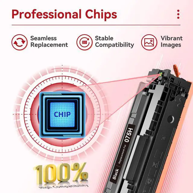 Alt view image 4 of 7 - 075H Black Toner Cartridges Compatible for Canon 075H 075 Toner Cartridges Work for Canon MF660 LBP640 MF662Cdw MF663Cdw MF665Cdw LBP646Cdw LBP647Cdw Printer, 075H 075 Toner with Chip-2 Packs