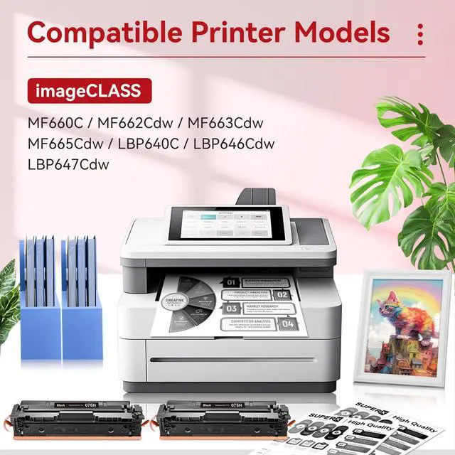 Alt view image 2 of 7 - 075H Black Toner Cartridges Compatible for Canon 075H 075 Toner Cartridges Work for Canon MF660 LBP640 MF662Cdw MF663Cdw MF665Cdw LBP646Cdw LBP647Cdw Printer, 075H 075 Toner with Chip-2 Packs
