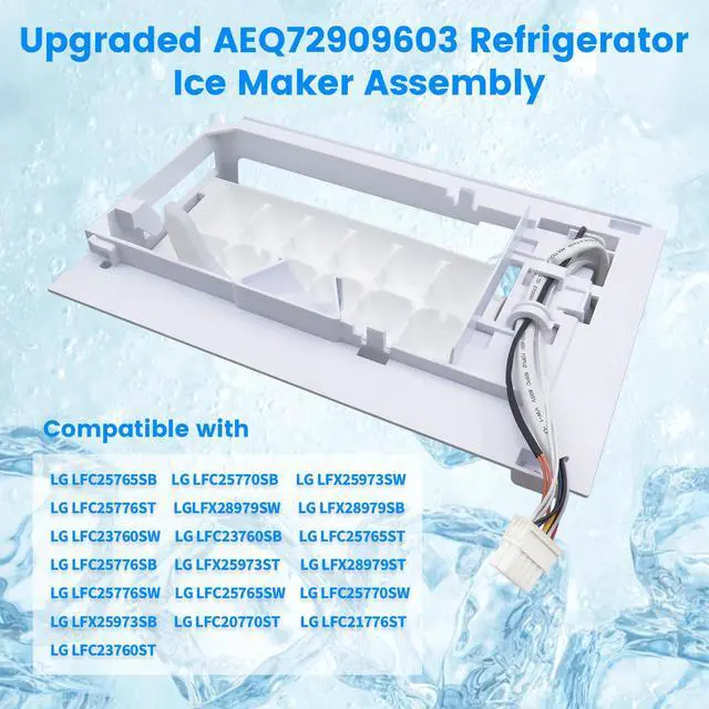 Alt view image 2 of 7 - Upgraded AEQ72909603 AEQ72909602 Refrigerator Ice Maker Assembly, Compatible with LG Refrigerators, Replacement for 2216335 AH3617225 EA3617225, 12 Cube Flex Tray Kit, Half Year