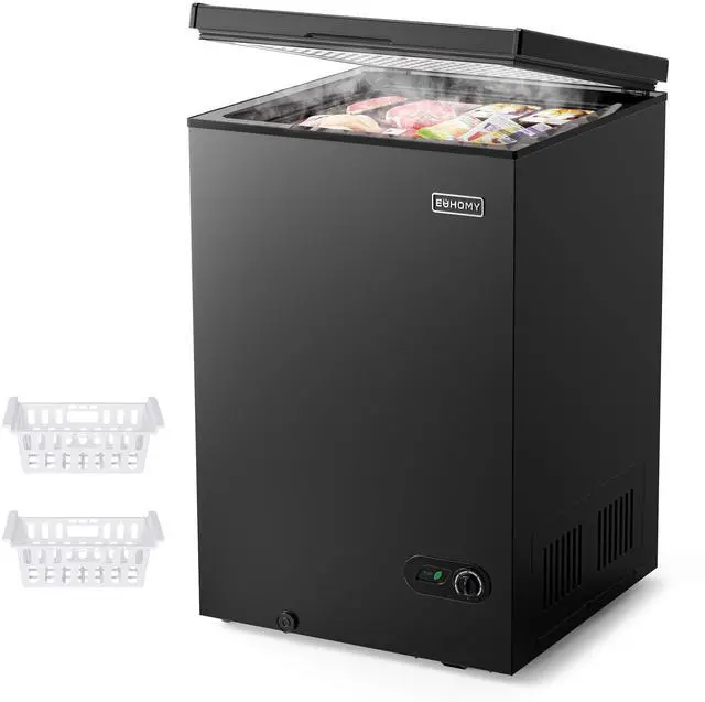 Main image of Upgraded 3.5 Cu.Ft Chest Freezer with Removable Basket, Small Deep Freezer Adjustable 7 Thermostat, Quiet Mini Freezer Free-Standing Top Door, Energy Saving for Garage/Basement/Dorm/Home,Black