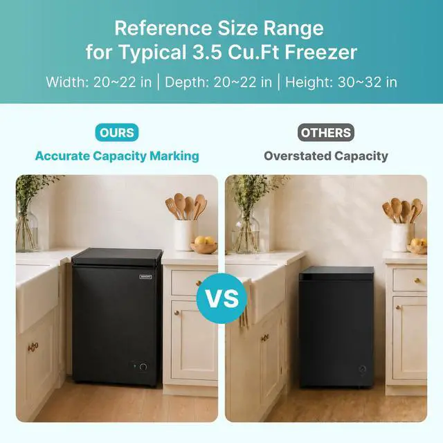 Alt view image 2 of 7 - Upgraded 3.5 Cu.Ft Chest Freezer with Removable Basket, Small Deep Freezer Adjustable 7 Thermostat, Quiet Mini Freezer Free-Standing Top Door, Energy Saving for Garage/Basement/Dorm/Home,Black