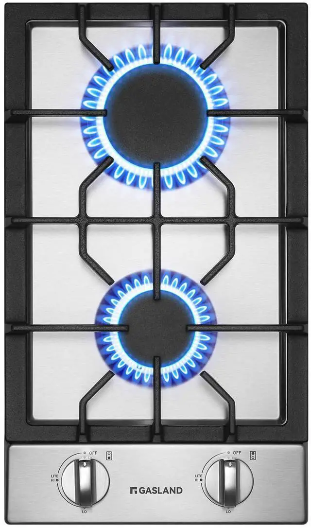 Main image of 12 Inch Gas Cooktop 2 Burners, Drop-in Natural Gas Hob with Thermocouple Protection, LPG/NG Convertible Dual Fuel Propane Stove Top, Stainless Steel