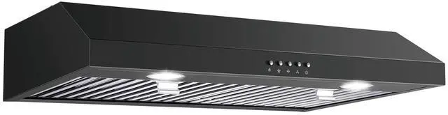 Main image of Under Cabinet Range Hood 30 inch,Black Range Hood with 430 Spray-Painted Stainless Steel,3-speed Fan & 700 CFM Kitchen Hood,Ducted/Ductless Range Hoods with 3-Venting,Baffle Filters