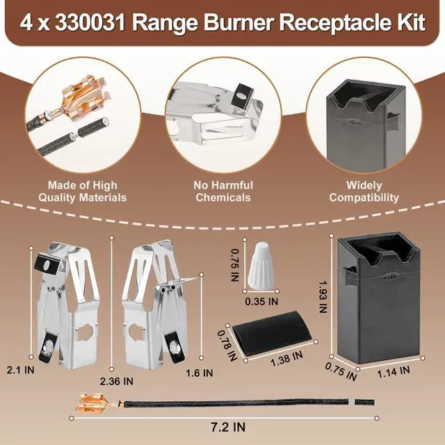 Alt view image 4 of 7 - W10290350 W10290353 Porcelain Burner Drip Pans & MP22YA Electric Range Burner Element Unit Set & 330031 Range Burner Receptacle Kit Compatible with Whirlpool Frigidaire Range Oven/Stove by