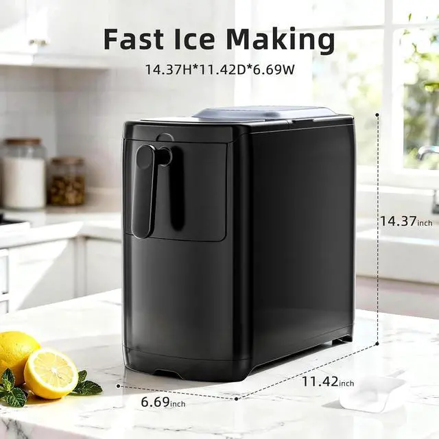 Alt view image 4 of 7 - Portable Ice Maker Countertop, 18Lbs/24H Self-Cleaning Ice Machine with One-Touch Operation & Ice Scoop Included, for Home Kitchen Office, Black