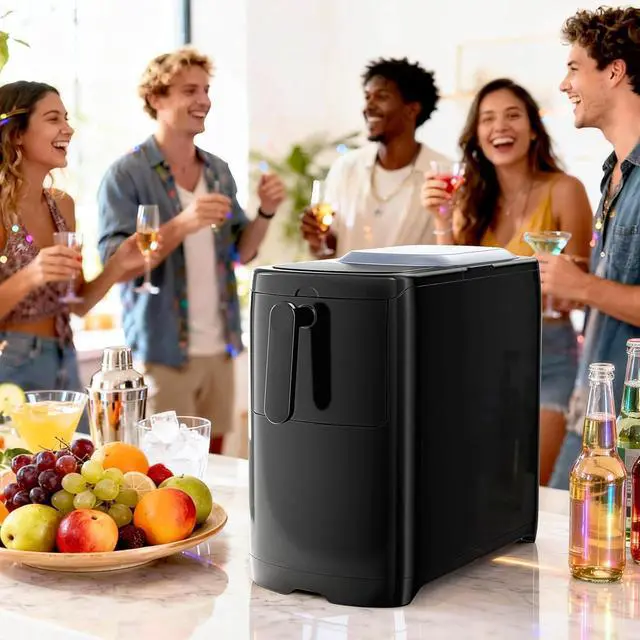 Alt view image 7 of 7 - Portable Ice Maker Countertop, 18Lbs/24H Self-Cleaning Ice Machine with One-Touch Operation & Ice Scoop Included, for Home Kitchen Office, Black