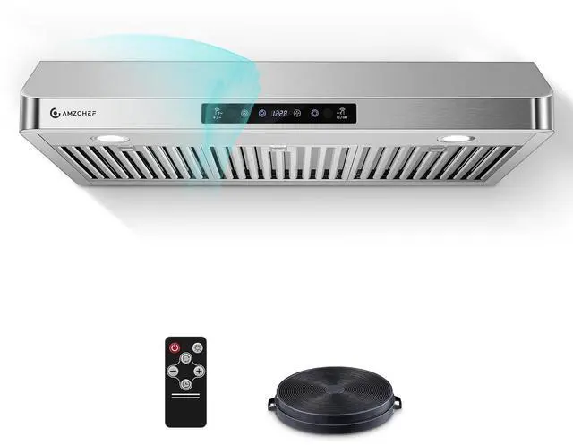 Main image of 36" Under Cabinet Range Hood, 750 CFM Gesture & Touch Control Vent | Stainless Steel hood with Touch/Remote/Gesture Control, timer, LED lights & dishwasher-safe baffle filters 3 outlets