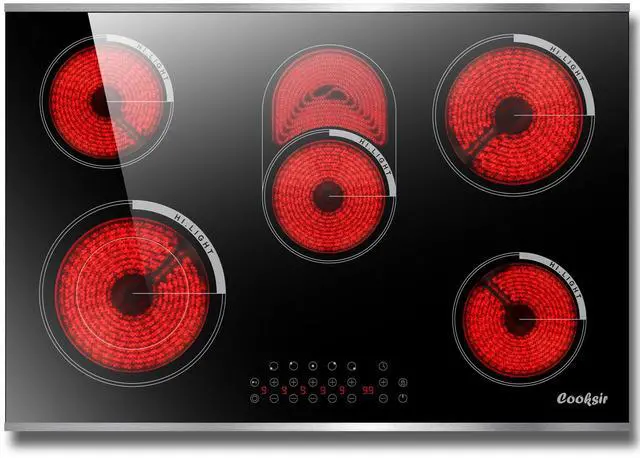 Main image of Electric Cooktop 30 Inch 5 Burner 8400W High Power 240V | 5 Burners 30" Electric Stove Built-in with Metal Frame Protection, Timer, Safety Lock, Expandable Ring, 240V Hard Wired
