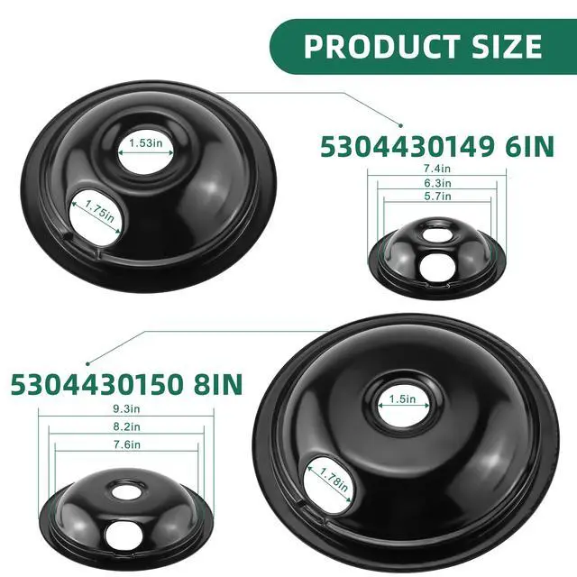 Alt view image 2 of 7 - Electric Burner Drip Pans and Electric Stove Top Burner by | Pans 5304430149(6")5304430150(8")+Burner MP15YA(6") MP21YA(8") Compatible for Frigi-daire Ken-more Electric Range Stove