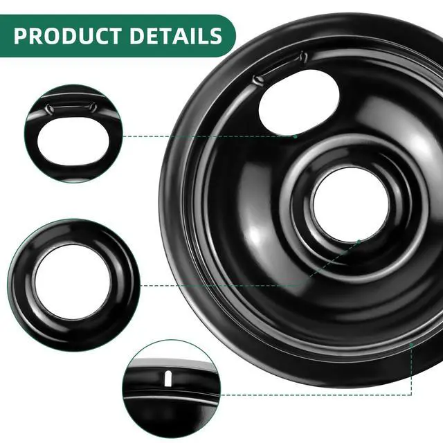 Alt view image 6 of 7 - Electric Burner Drip Pans and Electric Stove Top Burner by | Pans 5304430149(6")5304430150(8")+Burner MP15YA(6") MP21YA(8") Compatible for Frigi-daire Ken-more Electric Range Stove