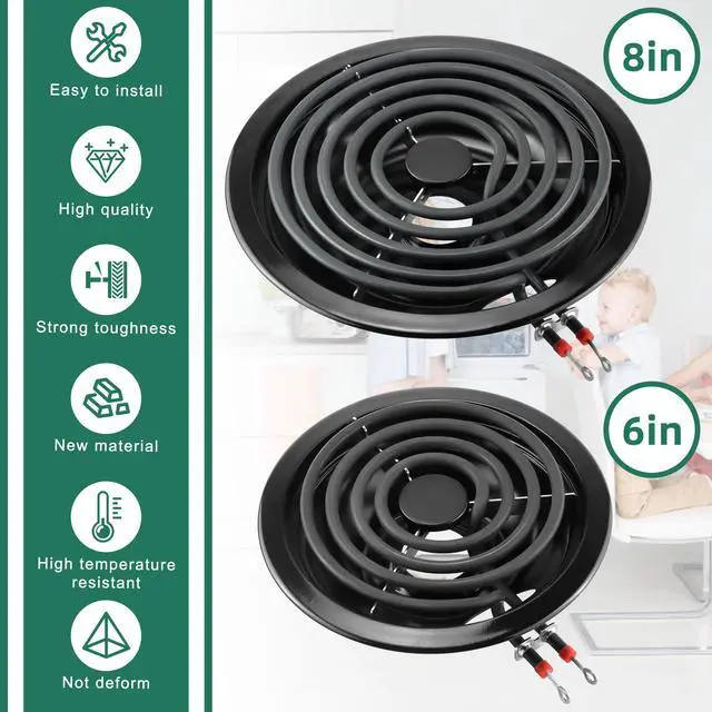 Alt view image 4 of 7 - Electric Burner Drip Pans and Electric Stove Top Burner by | Pans 5304430149(6")5304430150(8")+Burner MP15YA(6") MP21YA(8") Compatible for Frigi-daire Ken-more Electric Range Stove