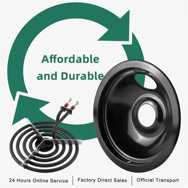Alt view image 5 of 7 - Electric Burner Drip Pans and Electric Stove Top Burner by | Pans 5304430149(6")5304430150(8")+Burner MP15YA(6") MP21YA(8") Compatible for Frigi-daire Ken-more Electric Range Stove