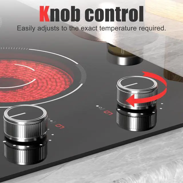 Alt view image 3 of 7 - 2 Burner Electric Cooktop 110v Knob Control | 2000W Two Burner Electric Cooktop with Plug, 12 Inch Countertop Stove Top & Built in, estufas eléctricas de cocina