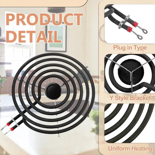 Alt view image 3 of 7 - W10290350 W10290353 Black Porcelain Burner Drip Pan Bowls & MP22YA Electric Range Burner Element Unit Set by -Compatible with Whirl-pool Frigi-daire Ama-na Range Oven/Stove