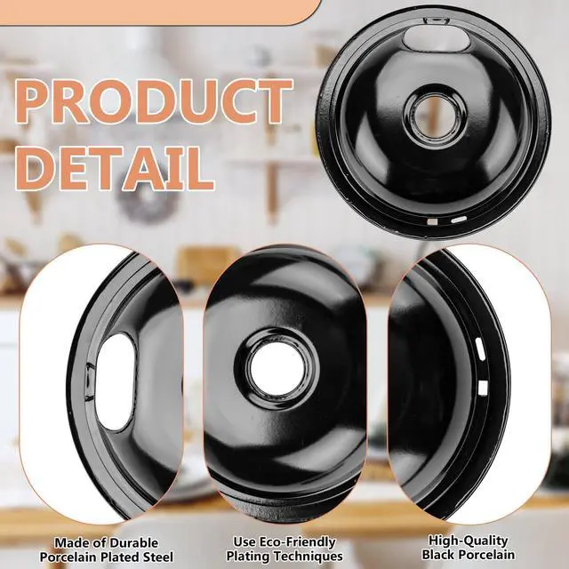 Alt view image 2 of 7 - W10290350 W10290353 Black Porcelain Burner Drip Pan Bowls & MP22YA Electric Range Burner Element Unit Set by -Compatible with Whirl-pool Frigi-daire Ama-na Range Oven/Stove