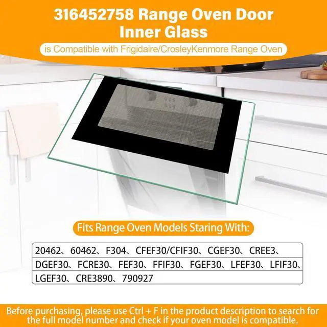 Alt view image 4 of 7 - UPGRADED 316452758 Outer Oven Door Glass Compatible With Crosley Frigidaire Range Door Glass Parts 29.3" x 20.2" Stove Outer Glass Door Panel Replacement 4583012 AP6284729 PS12175974 316452719