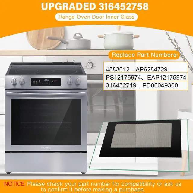 Alt view image 3 of 7 - UPGRADED 316452758 Outer Oven Door Glass Compatible With Crosley Frigidaire Range Door Glass Parts 29.3" x 20.2" Stove Outer Glass Door Panel Replacement 4583012 AP6284729 PS12175974 316452719