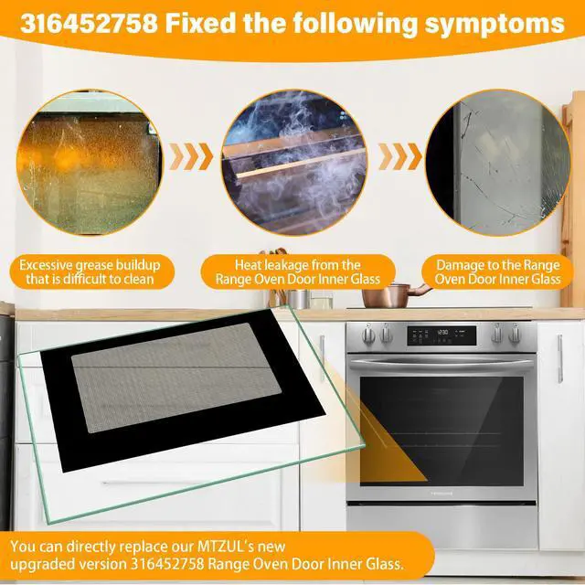 Alt view image 6 of 7 - UPGRADED 316452758 Outer Oven Door Glass Compatible With Crosley Frigidaire Range Door Glass Parts 29.3" x 20.2" Stove Outer Glass Door Panel Replacement 4583012 AP6284729 PS12175974 316452719