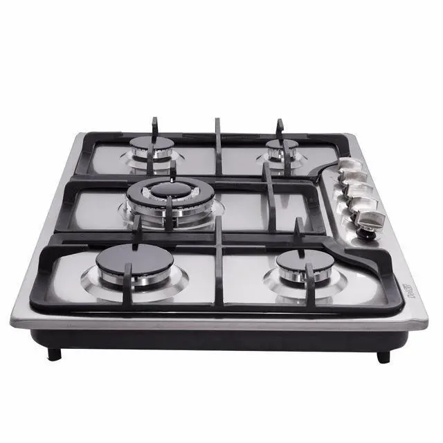 Alt view image 3 of 7 - 30 Inch Gas Cooktop - Dual Fuel Sealed 5 Burners Drop-In Stainless Steel Hob DK257-A01