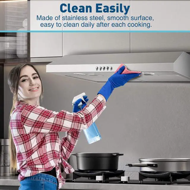 Alt view image 5 of 7 - Under Cabinet Range Hood,30 inch Ductless Range Hood Alterable to Ducted,Stainless Steel Kitchen Exhaust Hood with 700CFM, 3-Speed Fan,Stove Vent and Oven Hood with Button Control