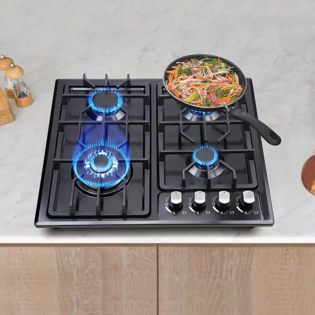 Alt view image 7 of 7 - Gas Cooktop 22InchBuilt in Gas Cooktop 4 Burners Stainless Steel Stove with NG/LPG Conversion Kit Thermocouple Protection and Easy to Clean