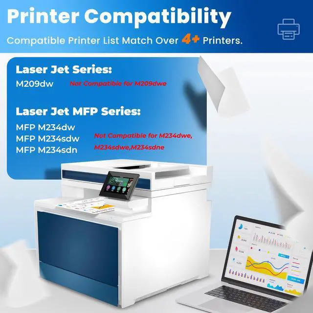 Alt view image 2 of 7 - 134A Black Toner Cartridge M209dw MFP 234dw 2 Pack with Chip | Compatible for HP 134A 134X Toner Cartridges for HP134A HP134X W1340A for Laser Jet M209dw MFP M234sdw M234sdw M234sdn