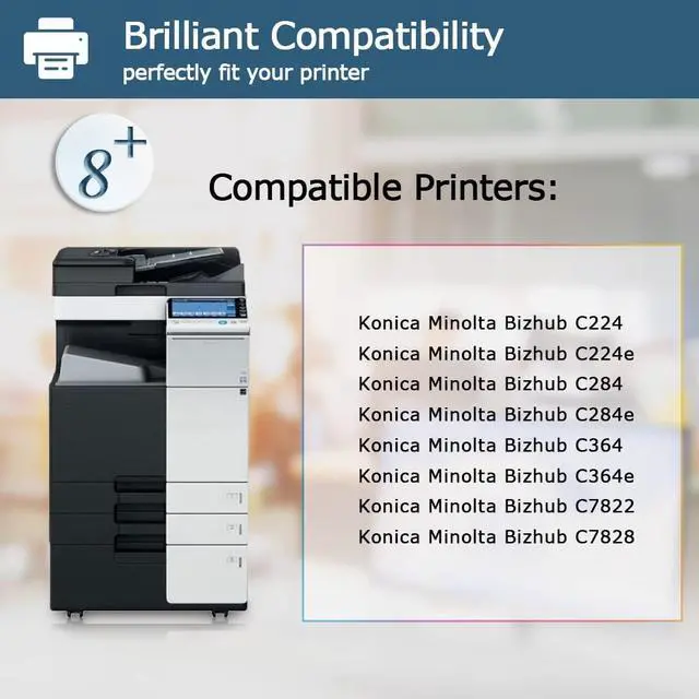 Alt view image 2 of 6 - TN321 TN-321 Toner Cartridge Replacement for Konica Minolta Bizhub TN321 C224e C364e C284e C224 C284 C364 C7822 C7828 Series Printers Ink (KCMY, 4-Pack)