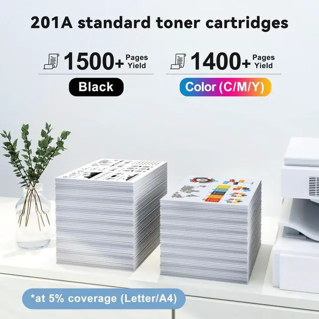 Alt view image 3 of 7 - 201A 201X Toner Cartridges 4 Pack M252 Toner Compatible with HP 201A 201X | HP201A CF400A CF401A CF402A CF403A Toner for HP Color Laser Jet Pro MFP M277dw M252dw M277n M277c6 M252n M277 Printer, BCMY