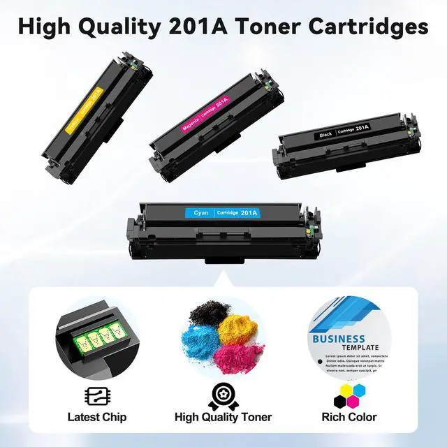 Alt view image 4 of 7 - 201A 201X Toner Cartridges 4 Pack M252 Toner Compatible with HP 201A 201X | HP201A CF400A CF401A CF402A CF403A Toner for HP Color Laser Jet Pro MFP M277dw M252dw M277n M277c6 M252n M277 Printer, BCMY