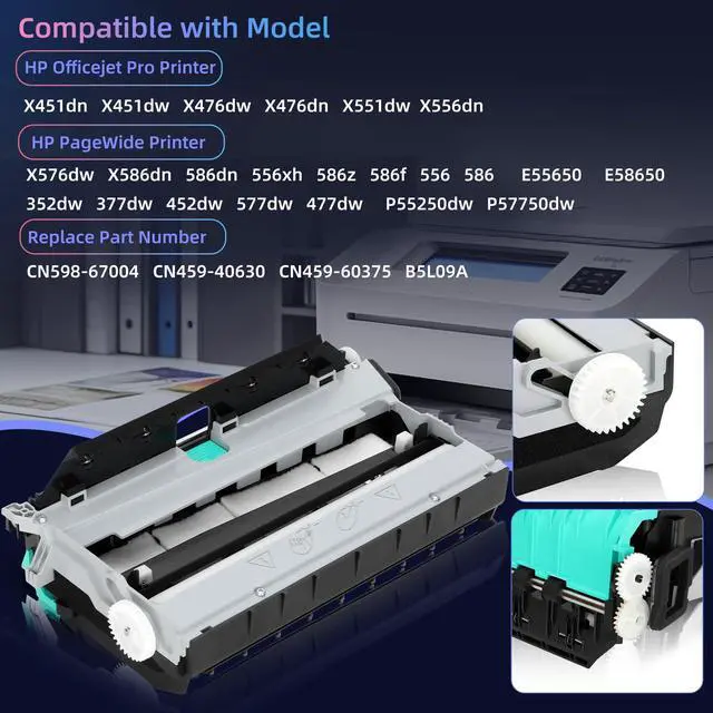 Alt view image 2 of 7 - CN598-67004 CN459-60375 Duplex Module Assembly Compatible with hp Officejet Pro X451 X452 X476 X477 X551 X552 X576 X577, CN459-60377 Printer Ink Waste Collection Unit Compatible with hp973 974 Printer
