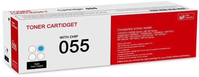 Main image of 1 Pack 055 3015C001 Cyan Toner Cartridge: Compatible CRG-055 Replacement for Canon i-SENSYS LBP660 MF740 Series ImageClass LBP660C LBP664Cdw LBP664Cx MF740C MF741Cdw MF743Cdw MF746Cdw Series Printer
