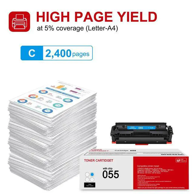 Alt view image 3 of 6 - 1 Pack 055 3015C001 Cyan Toner Cartridge: Compatible CRG-055 Replacement for Canon i-SENSYS LBP660 MF740 Series ImageClass LBP660C LBP664Cdw LBP664Cx MF740C MF741Cdw MF743Cdw MF746Cdw Series Printer