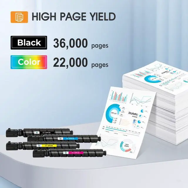 Alt view image 3 of 6 - GPR66 GPR-66 Toner Cartridge Set High Yield 4 Pack C3326i C3926i | Compatible for Canon GPR66 Work for Canon Color Image Runner C3326i Advance DX C3926i C3930i C3935i C3922i Printer