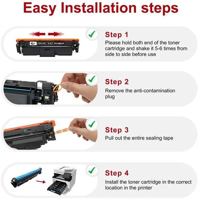 Alt view image 5 of 6 - 046 Toner Cartridge Set Replacement for Canon 046 046H Toner Cartridges | Compatible with ImageCLASS MF733Cdw,LBP654Cdw, MF731Cdw, MF735Cdw Laser Printer(4 Pack,with Chip)